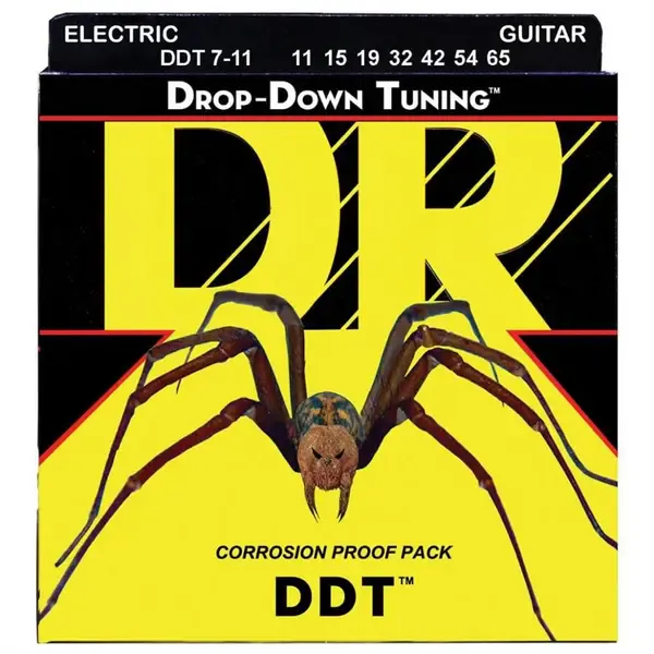 Струны для 7-струнной электрогитары DR Strings DDT7-11 Drop-Down Tuning 11-65