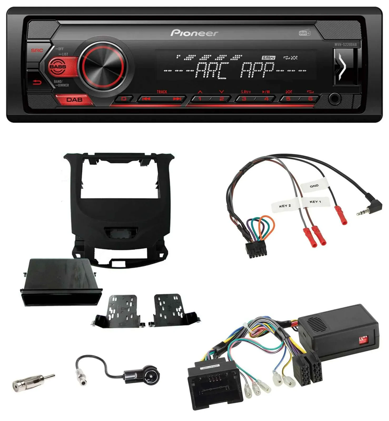 Автомагнитола Pioneer 1-DIN, DAB, USB, MP3, управление с руля, для Chevrolet Cruze (с 2016), цвет черный (piano black)