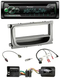 Автомагнитола Pioneer USB MP3 DAB CD, совместимая с Ford C‑Max/Focus/Galaxy (с 2007), серебристая, поддержка управления с руля