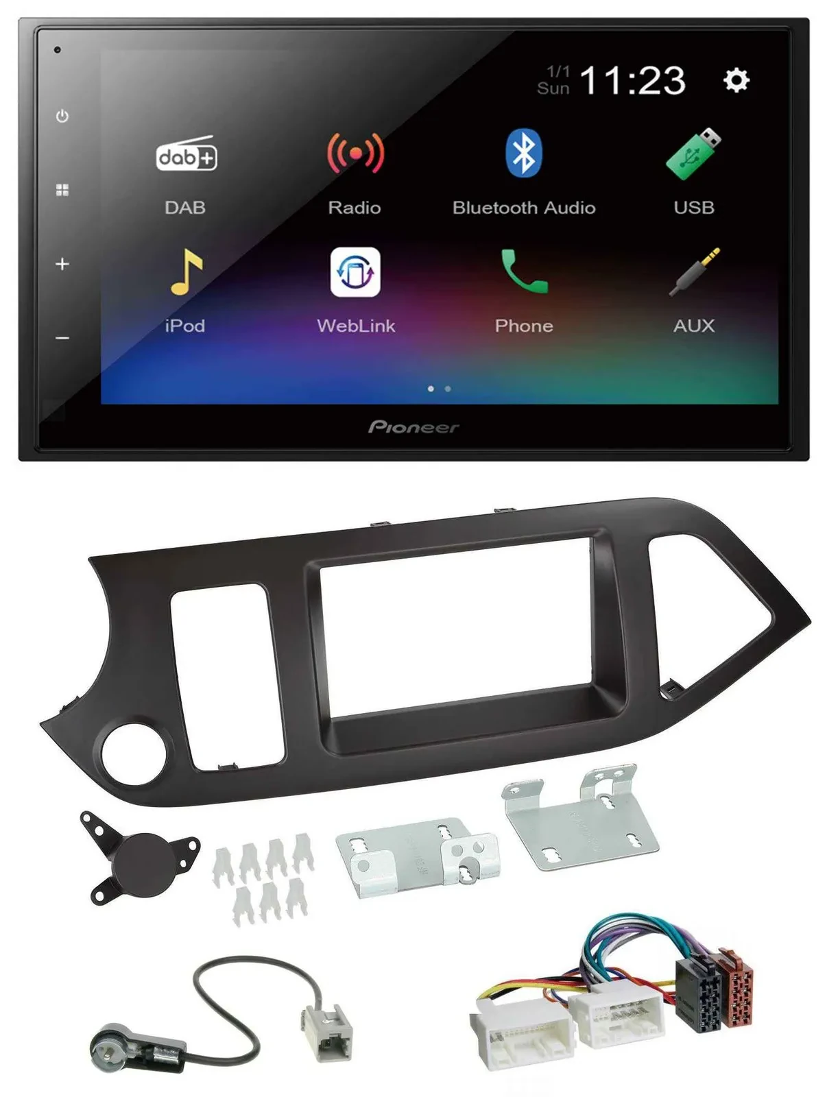 Pioneer USB Bluetooth DAB 2DIN MP3 Autoradio für Kia Picanto ab 11 ohne Start-St