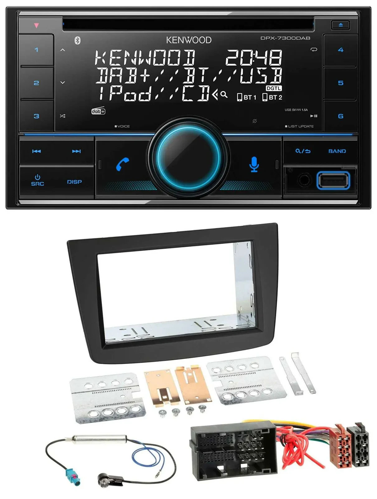 Автомагнитола для Alfa Romeo Mito (955, с 2014) Kenwood CD/DAB/USB/MP3/Bluetooth, 2-DIN