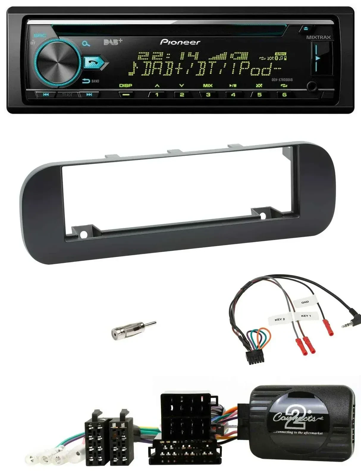 Автомагнитола для Fiat Panda (2012–2020) Pioneer DAB, CD, USB, Bluetooth, черная