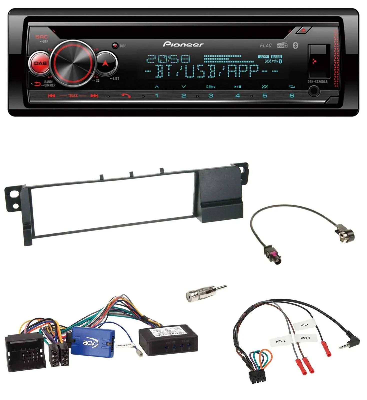 Автомагнитола для BMW 3 Series E46 2001–2007 Pioneer DAB, CD, Bluetooth, USB, черная