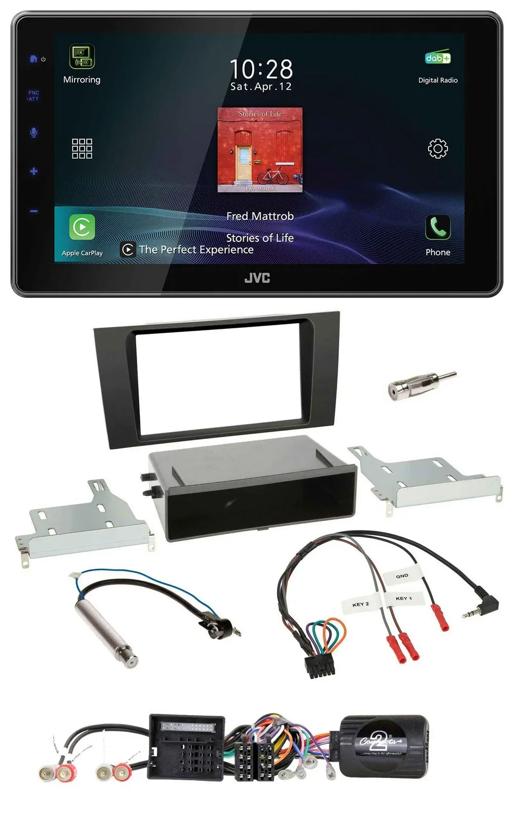 JVC DAB Lenkrad Bluetooth USB Autoradio für Audi A4 (2000-2001)