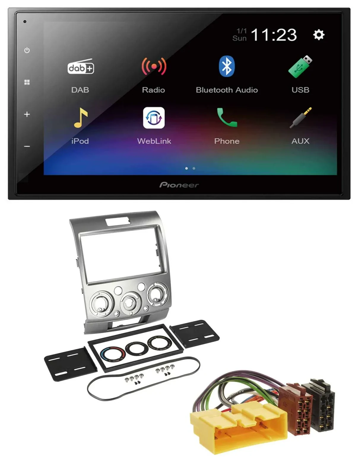 Автомагнитола Pioneer 2DIN, USB, Bluetooth, DAB, MP3 для Ford Ranger (2007–2011)