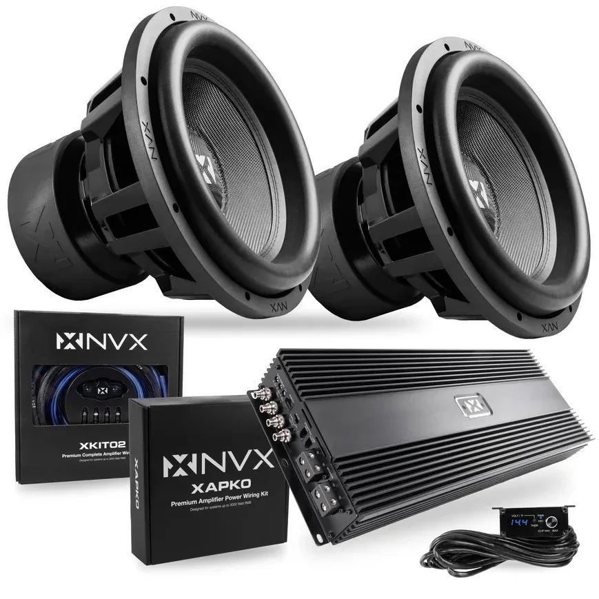 NVX XCW151 15" SPLSubwoofer + Monoblock Amplifier + 2-Ch Amplifier w/ wiring Kit