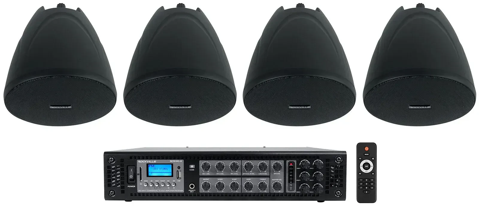 Потолочная акустика Rockville PEN-40T Black с усилителем (4 штуки)