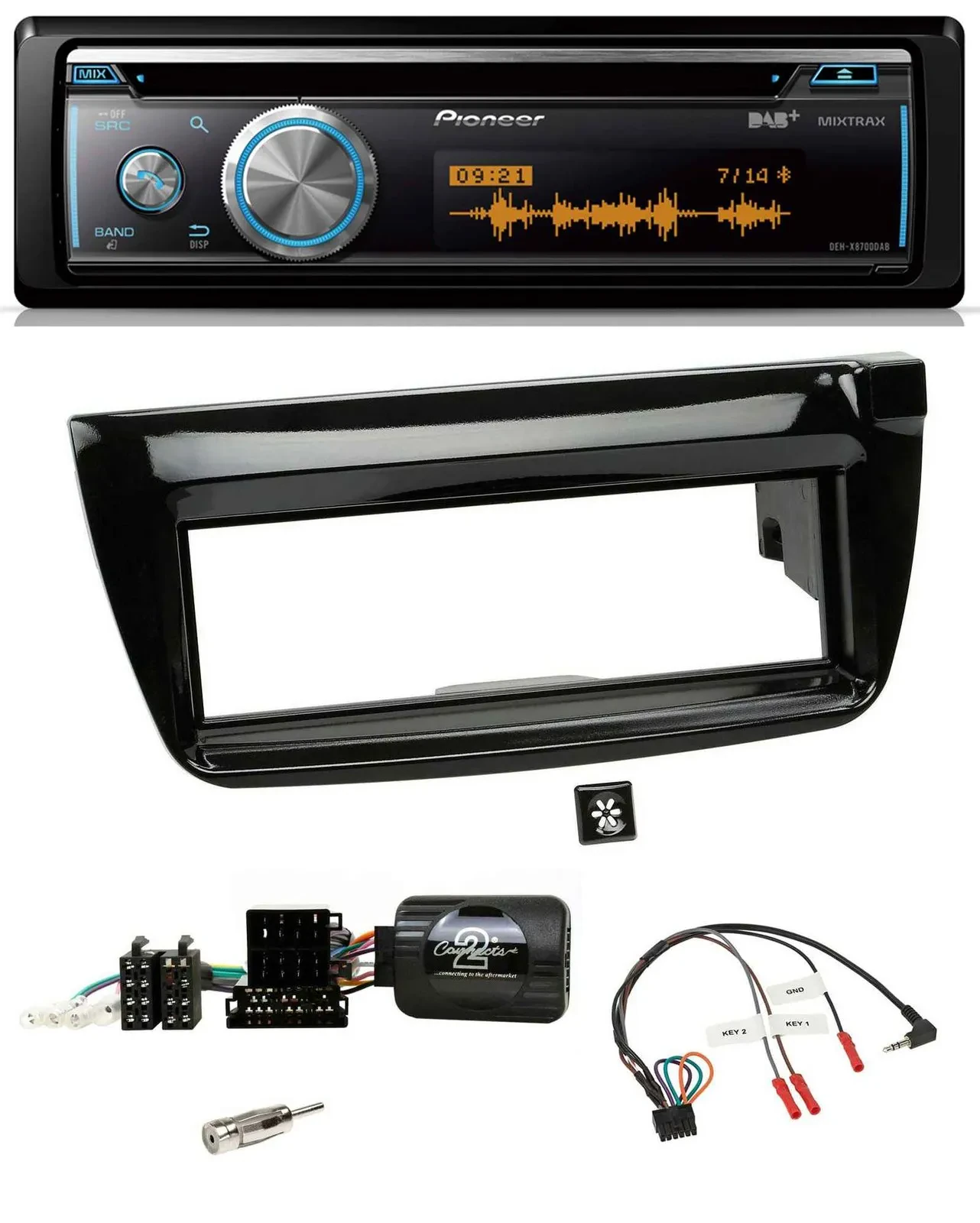 Автомагнитола для Fiat Doblo 2012–2015 Pioneer CD, USB, Bluetooth, DAB, черный глянец