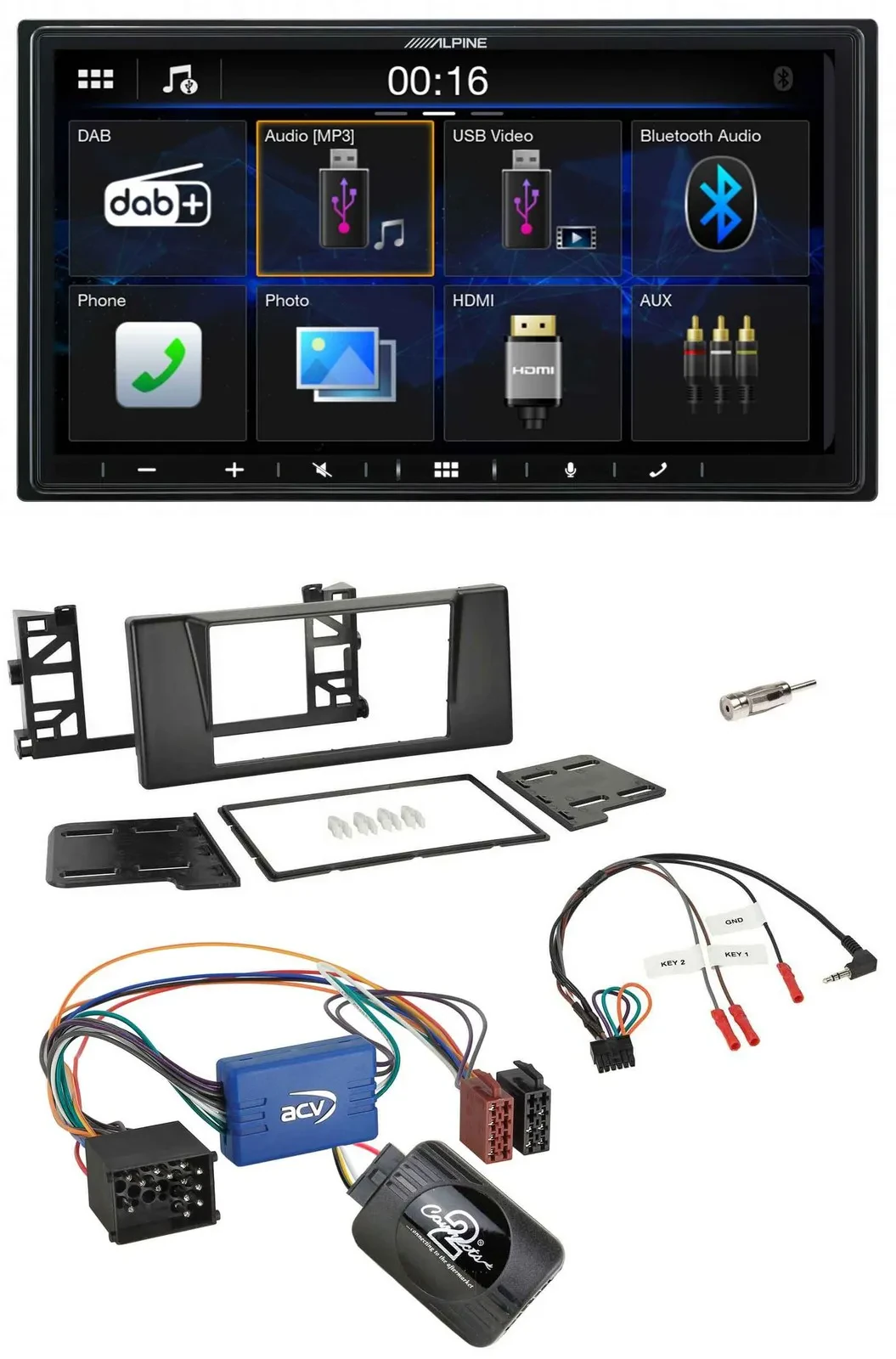 Alpine Bluetooth 2DIN Lenkrad DAB USB Autoradio für BMW 5er E39 96-04 Aktivsyste
