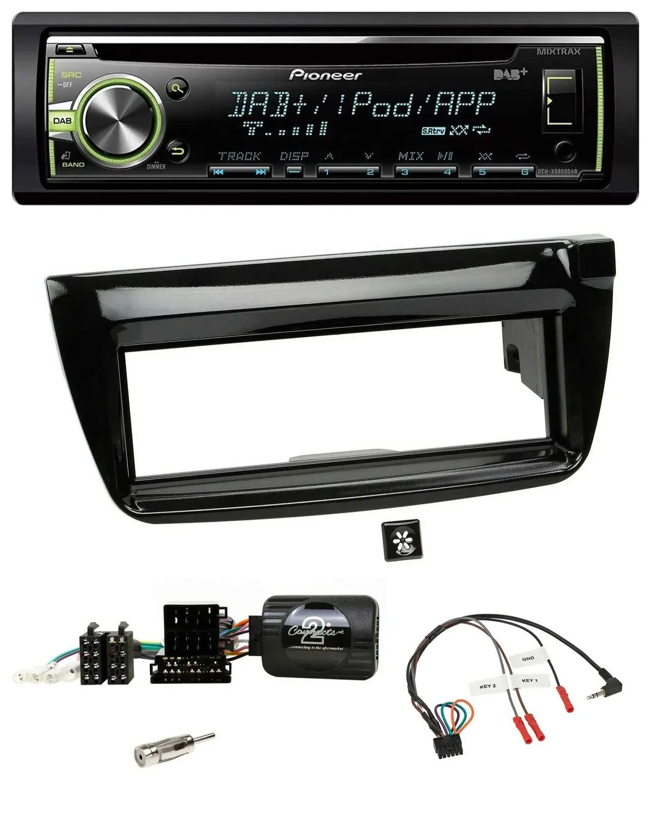 Автомагнитола Pioneer DAB USB MP3 CD для Fiat Doblo 2012–2015, черный глянец, поддержка кнопок на руле