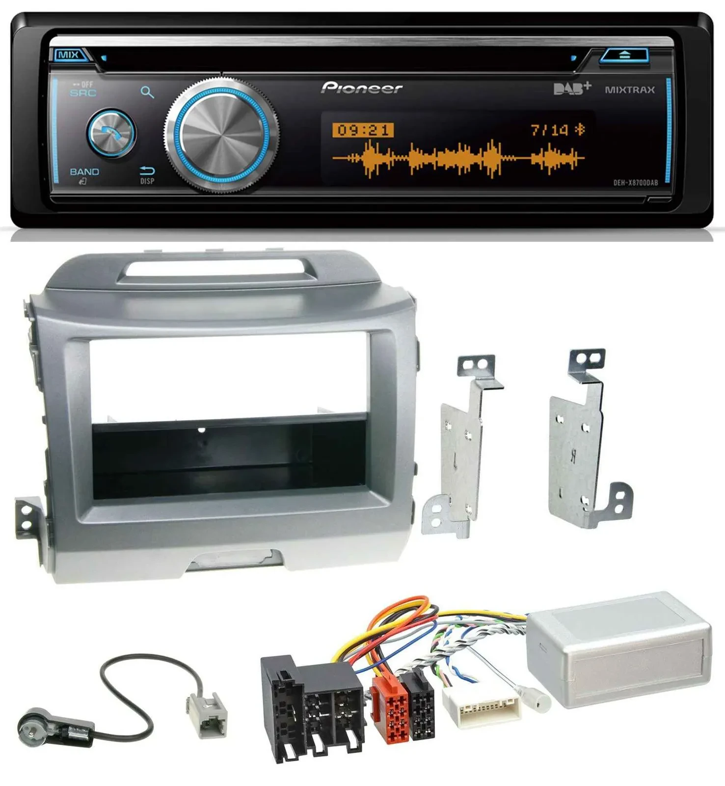 Pioneer Lenkrad DAB USB CD Bluetooth Autoradio für Kia Sportage 3 10-15 Navi sil