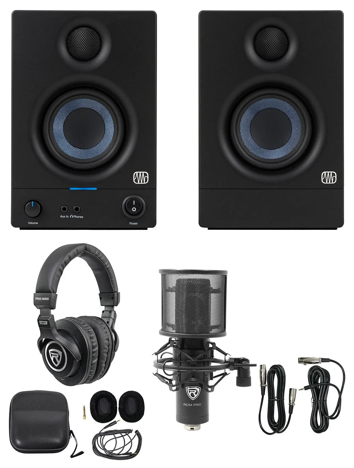 Активный студийный монитор PreSonus Eris 3.5 2nd Gen 3.5" (набор, пара) + микрофон и наушники