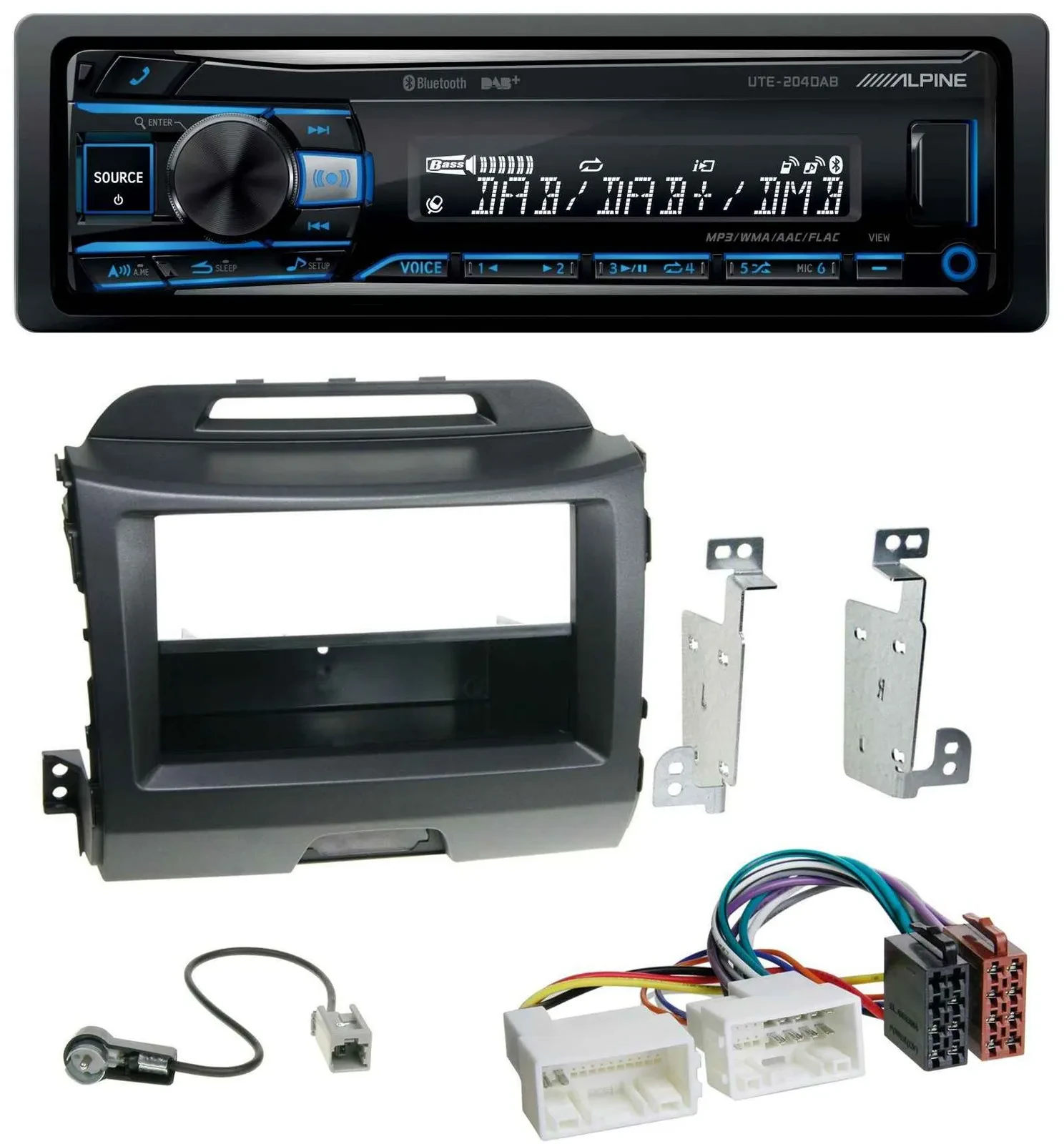 Автомагнитола для Kia Sportage 3 (SL) 2010–2015 Alpine USB, Bluetooth, DAB, MP3, черный