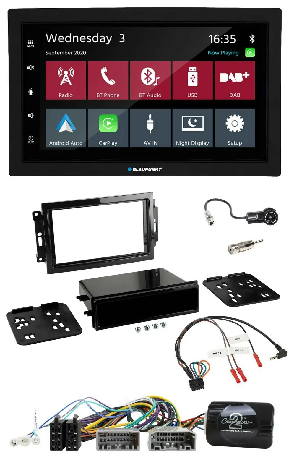 Blaupunkt DAB Bluetooth USB Lenkrad 2DIN Autoradio für Dodge Jeep