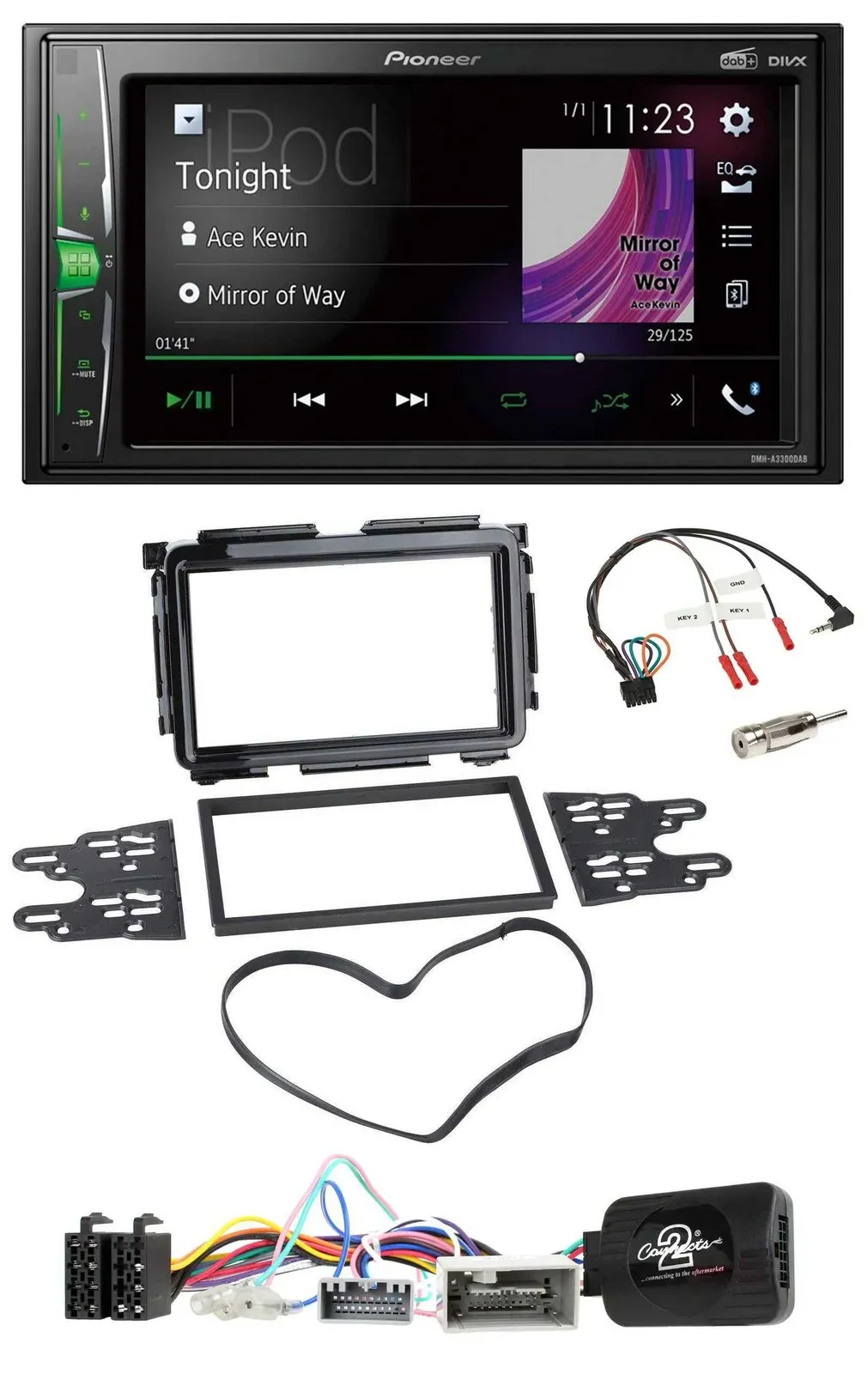 Pioneer 2DIN Lenkrad DAB USB Bluetooth Autoradio für Honda HR-V RU ab 2015 schwa