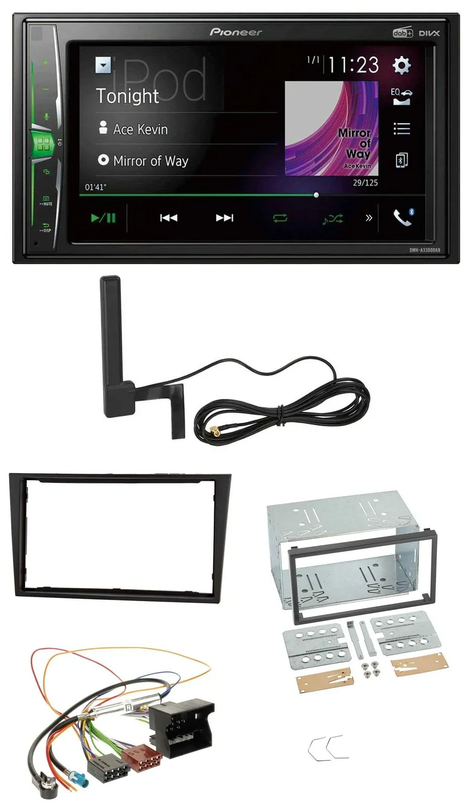 Автомагнитола для Opel Corsa D Pioneer 2DIN MP3 DAB Bluetooth AUX, черный