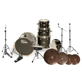Stage Studio Set 22" BassDrum Birch Satin Black Chrome HW 10" 12" 14" Toms 14"