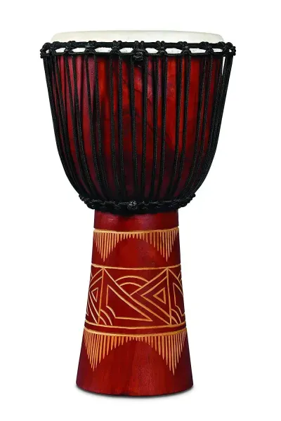 Latin Percussion LP713LR World Beat Wood Art Large Djembe, Red with Natural