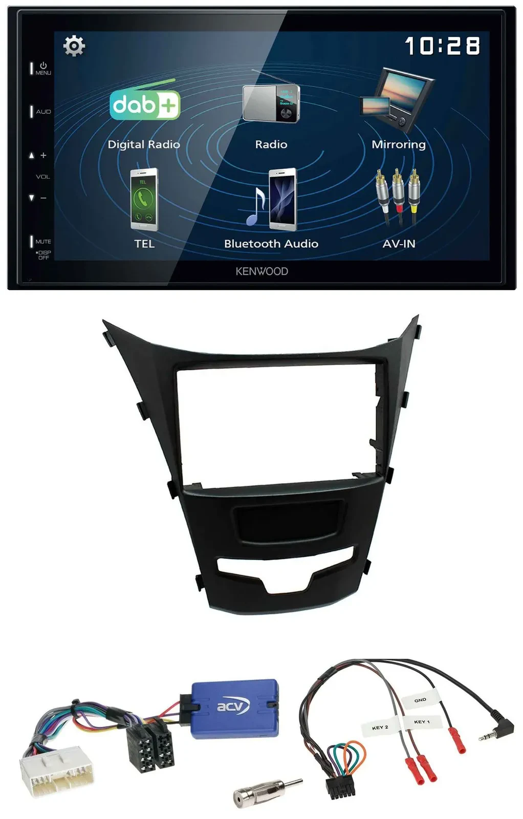 Kenwood 2DIN Bluetooth Lenkrad USB DAB Autoradio für SSangYong Korando ab 13 Tas
