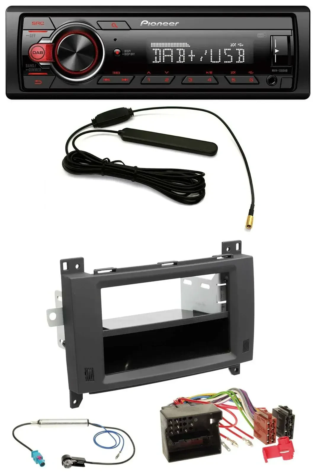 Автомагнитола для Mercedes Vito/Viano (2006–2014) Pioneer 1-DIN, DAB, USB, AUX Rubbertouch