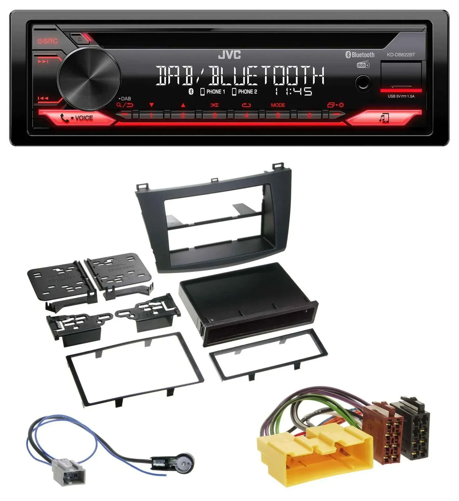 Автомагнитола для Mazda 3 (с 2009) JVC CD, DAB, USB, Bluetooth, MP3