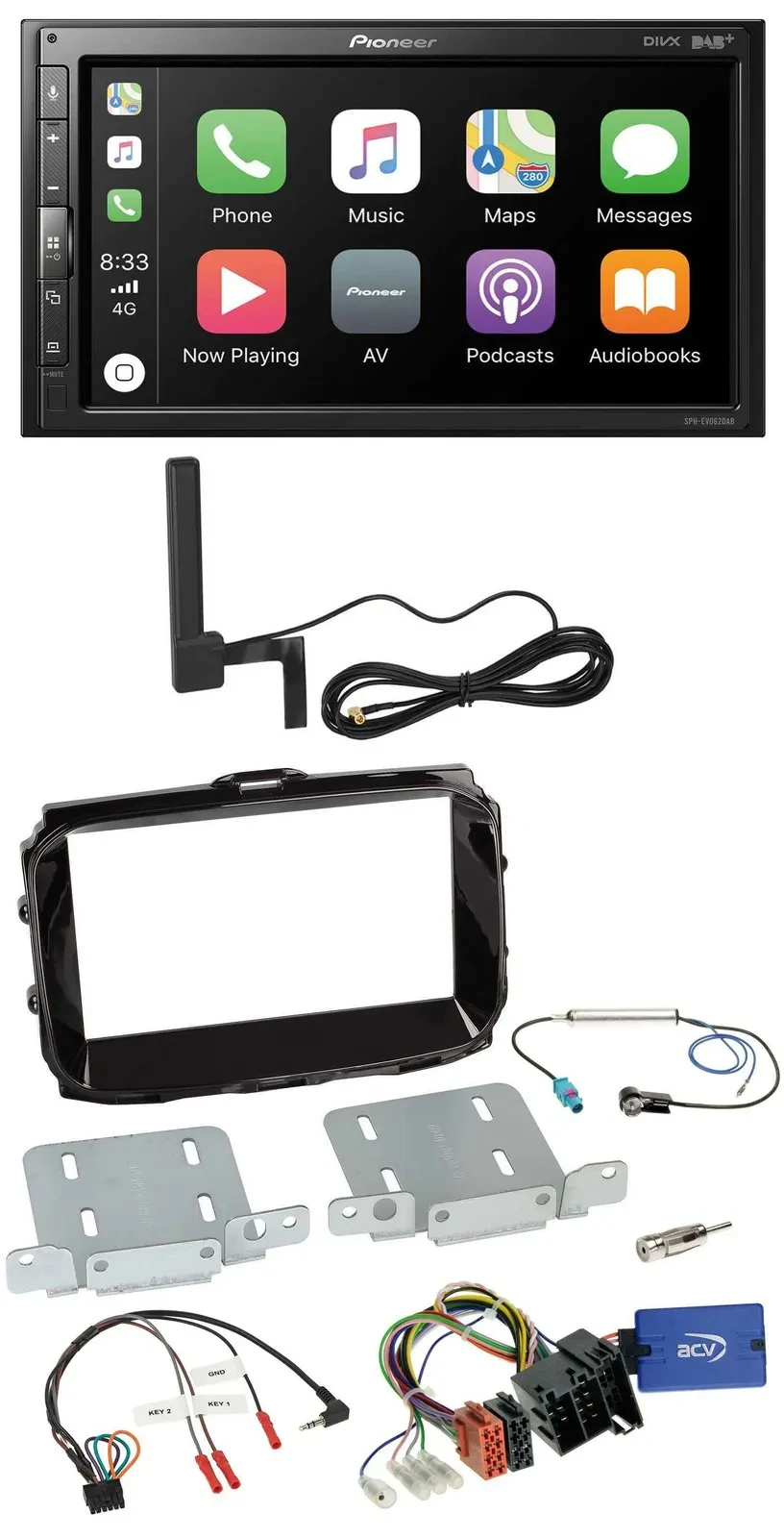 Автомагнитола Pioneer 2DIN, Bluetooth, DAB, USB, для Alfa Giulietta, поддержка управления на руле