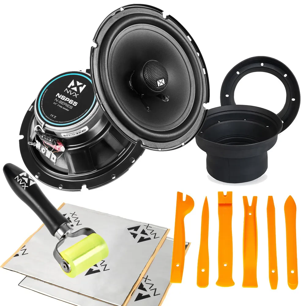 NVX NSP65 180W 6.5" Car Speakers with NVX Speaker Baffles & Sound Deadening Kit