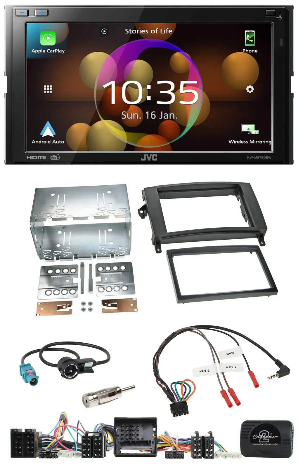 JVC DAB Lenkrad 2DIN Bluetooth USB Autoradio für Mercedes A- B-Klasse W169 T245