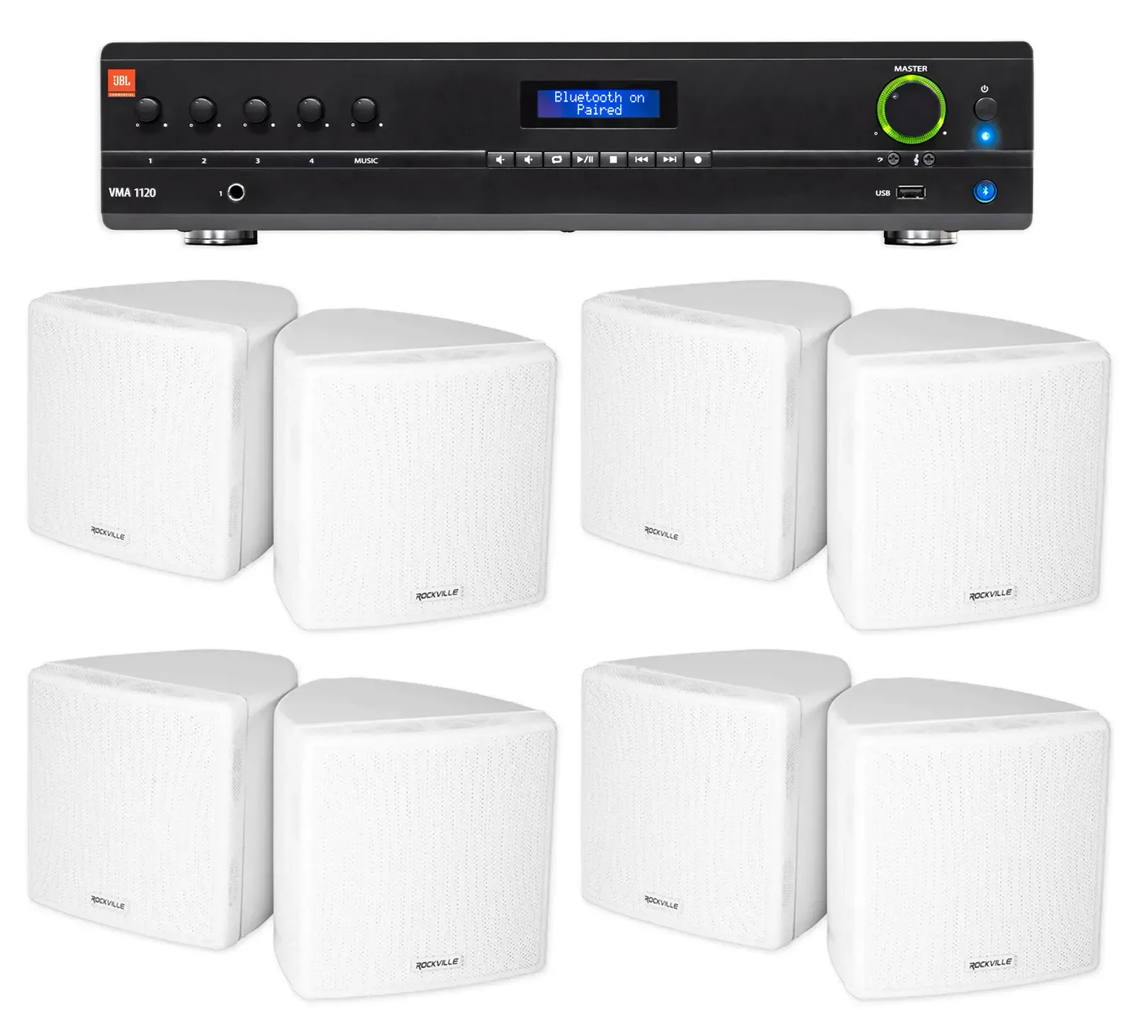 Настенная акустика JBL Cube 70v White с усилителем (8 штук)