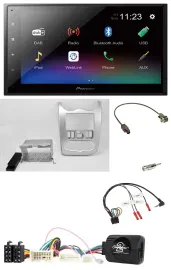 Pioneer USB Bluetooth DAB 2DIN Lenkrad Autoradio für Dacia ab 2012 hellsilber