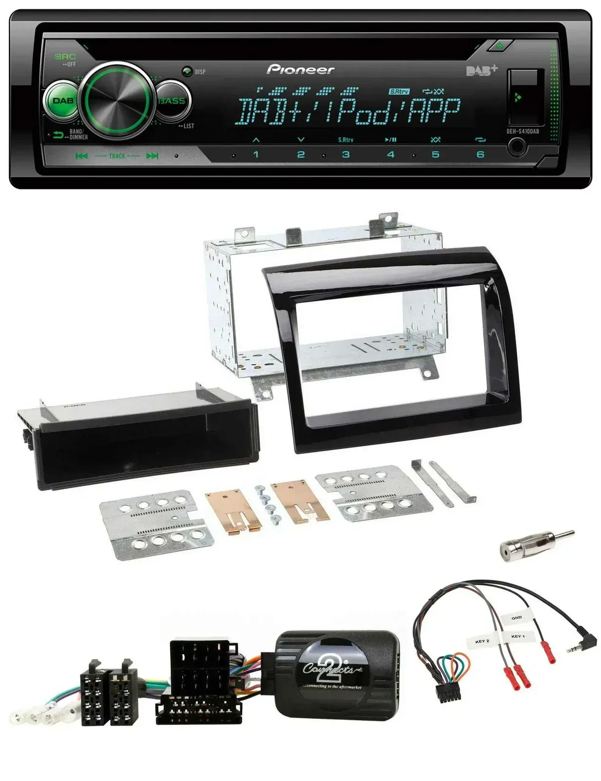 Pioneer USB MP3 DAB Lenkrad CD Autoradio für Fiat Ducato 12-15 piano schwarz