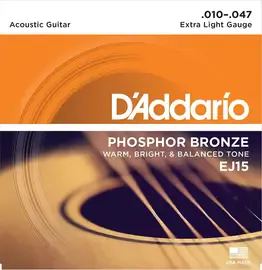 Струны для акустической гитары D'Addario EJ15 10-47, бронза фосфорная