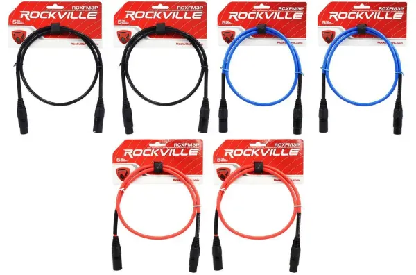 Микрофонный кабель Rockville RCXFM3P Multicolor 0.9 м (6 штук)