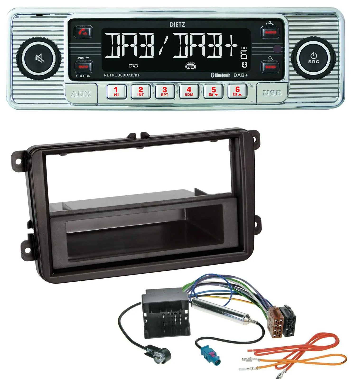 Dietz Bluetooth MP3 DAB USB Autoradio für VW Sharan ab 10 Tiguan ab 07 Touran ab