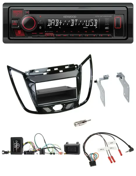 Kenwood Lenkrad CD USB Bluetooth DAB Autoradio für Ford C-Max Kuga Klavierlack s