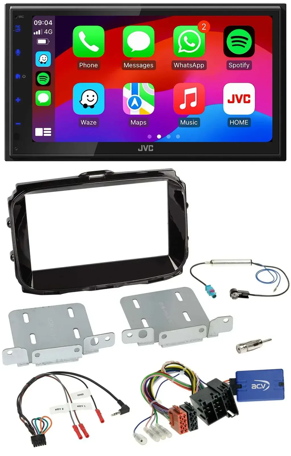 JVC Bluetooth USB Lenkrad 2DIN DAB Autoradio für Alfa Giulietta ISO 2013-2021 pi