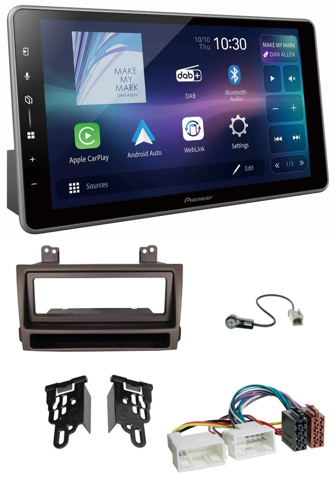 Автомагнитола для Hyundai Sonata (с 2009) Pioneer Bluetooth, USB, DAB, MP3 тёмно-коричневый металлик