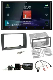 JVC USB Bluetooth 2DIN DAB Lenkrad Autoradio für Fiat Idea 2006-2012 grau