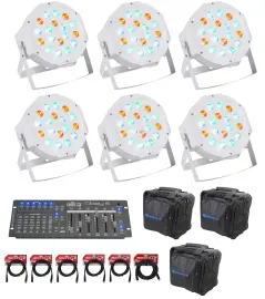 Светодиодный прибор Rockville RockPAR50 LED RGB DMX PAR с аксессуарами и DMX-контроллером (6 штук)