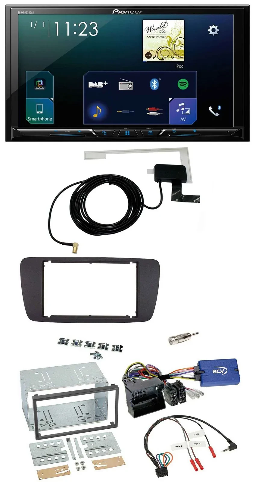 Pioneer 2DIN DAB USB Lenkrad Bluetooth Autoradio für Seat Ibiza ab 08 azabachesc