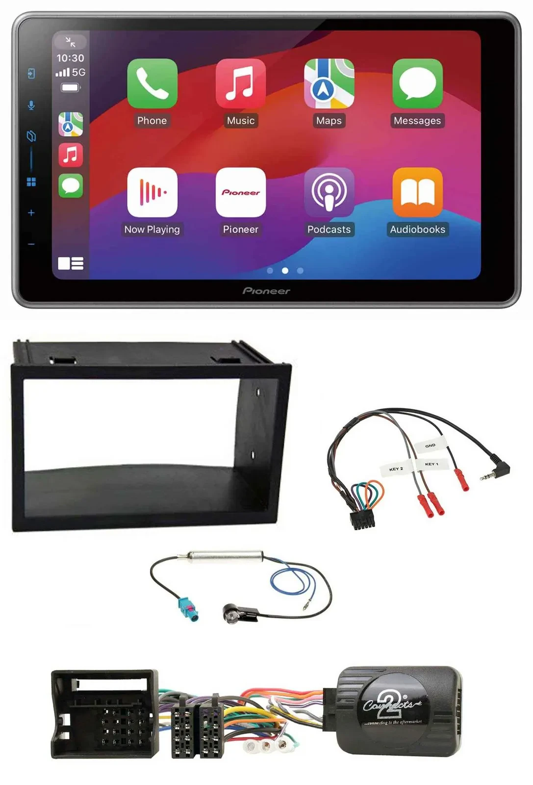 Pioneer Lenkrad USB DAB Bluetooth 2DIN Autoradio für VW Polo Passat Quadlock