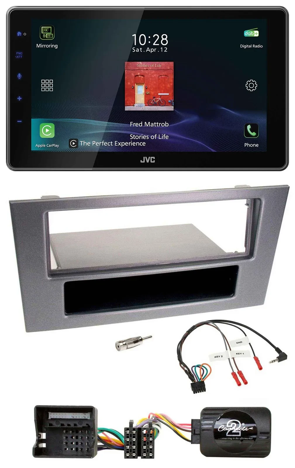 JVC DAB Lenkrad Bluetooth USB Autoradio für Ford Mondeo 2004-2007 anthrazit