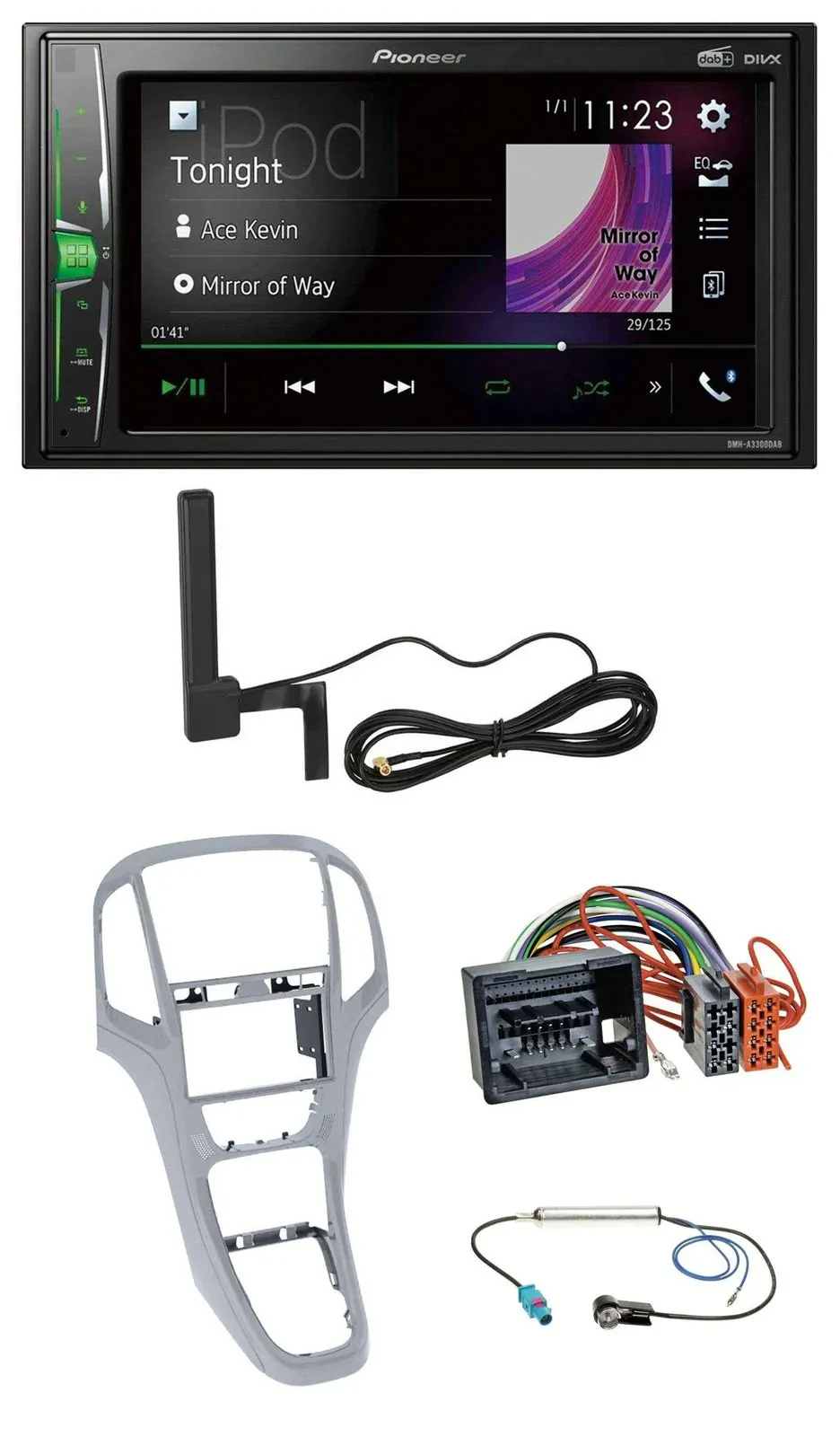 Pioneer MP3 DAB AUX 2DIN Bluetooth Autoradio für Opel Astra J ab 2009 Platinsilb