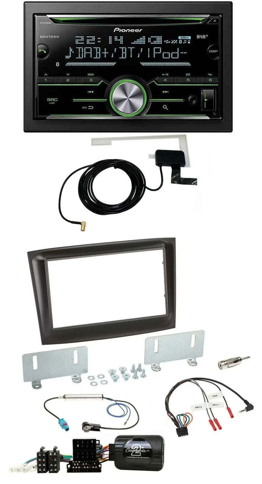 Pioneer CD USB Lenkrad Bluetooth 2DIN DAB Autoradio für Fiat Doblo ISO Can-Bus a