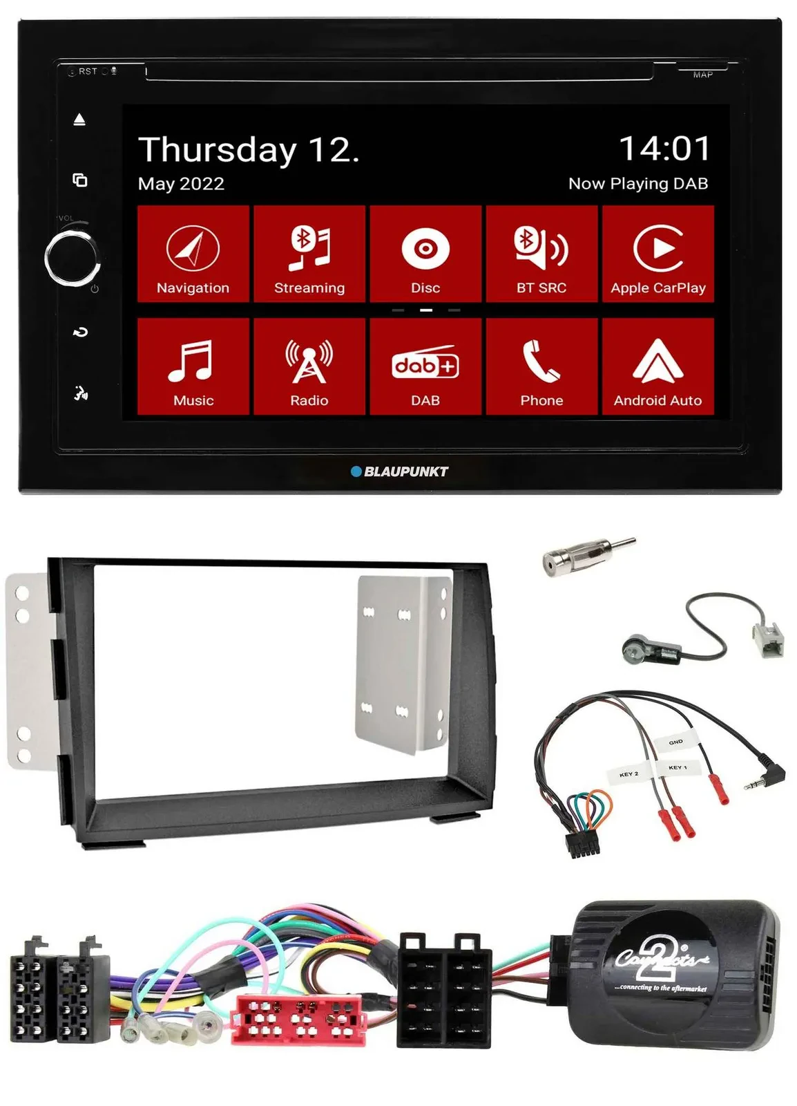 Blaupunkt Lenkrad DVD Bluetooth DAB 2DIN USB Autoradio für Kia Venga 2010-2019