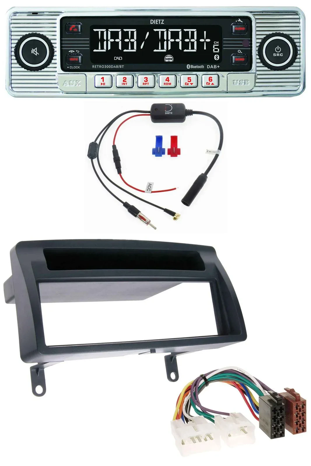 Dietz DAB USB MP3 Bluetooth Autoradio für Toyota Corolla E12 2003-2008 dunkelgra