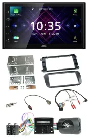 JVC DAB 2DIN Lenkrad Bluetooth USB Autoradio für Ford C-Max Galaxy Focus schwarz
