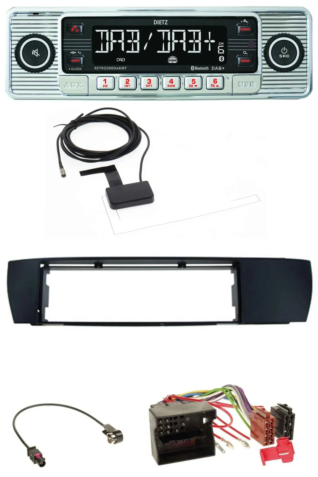 Dietz Bluetooth USB MP3 DAB Autoradio für BMW X3 (E83 2004-2010) seitlich