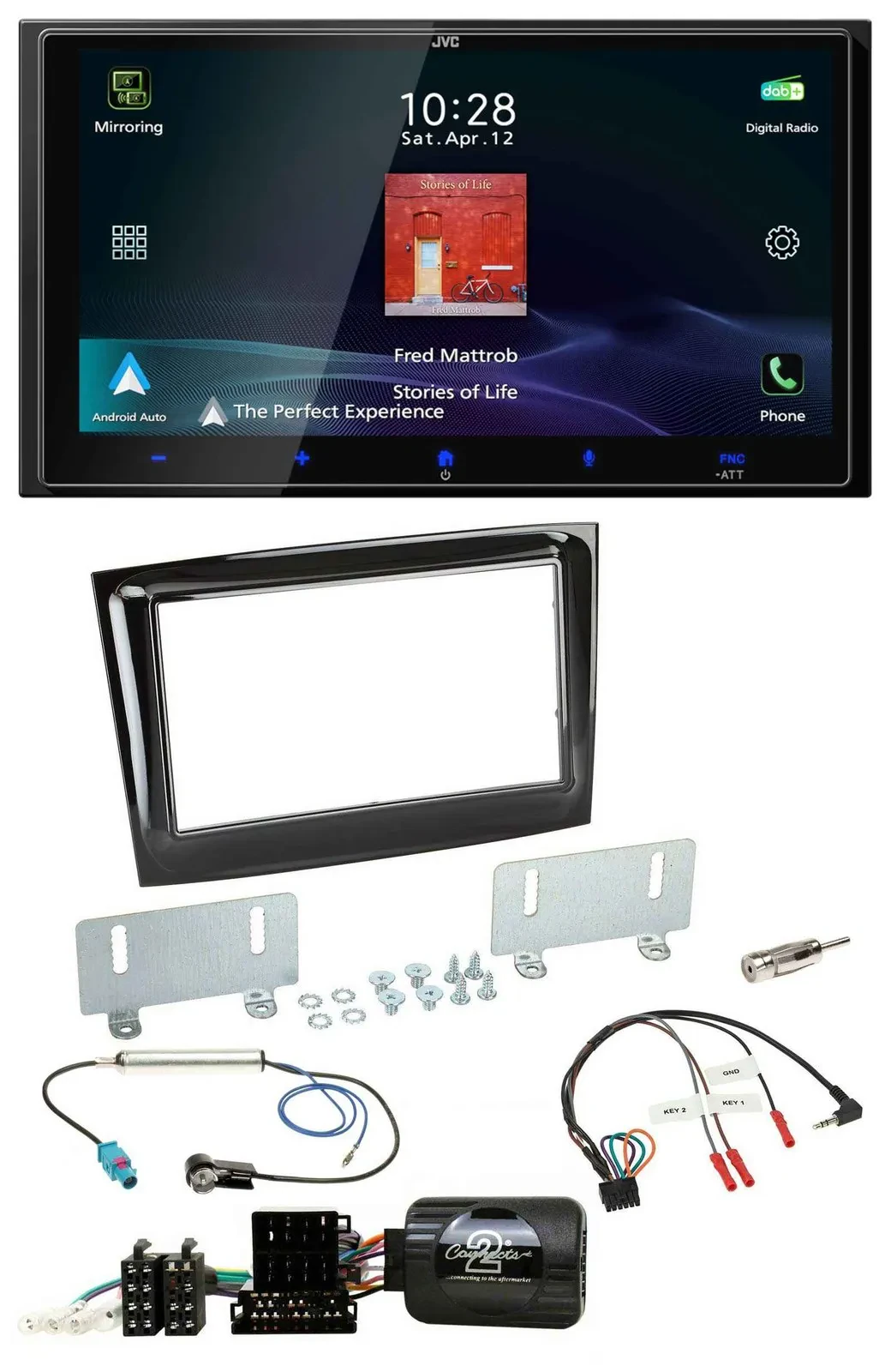 JVC USB Bluetooth 2DIN DAB Lenkrad Autoradio für Fiat Doblo VDO ab 2015 piano