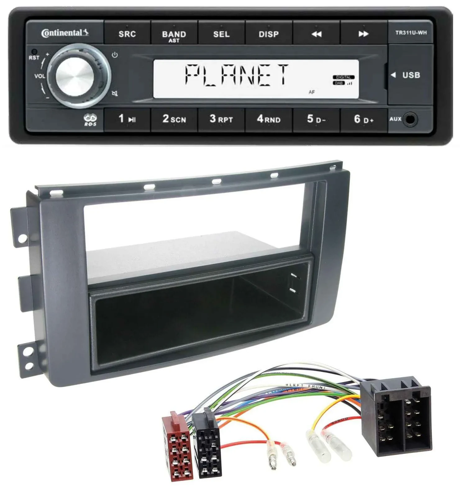 Continental USB MP3 AUX 1DIN Autoradio für Smart ForFour 454 ForTwo 451 ISO